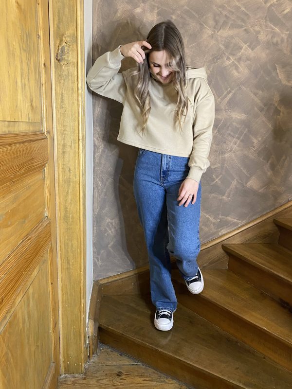 Pull à Capuche Beige