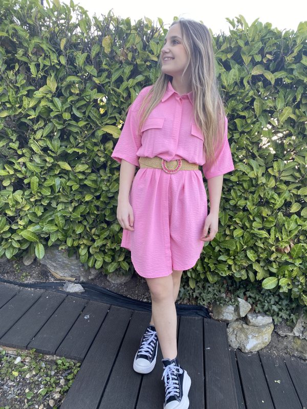 Robe Chemise Noire / Rose Poudré / Rose Fushia – Image 4