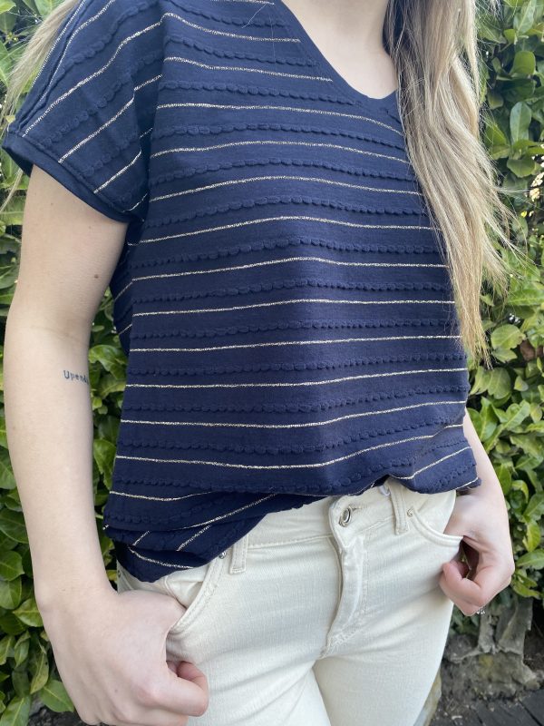 T-shirt Marine et Lurex