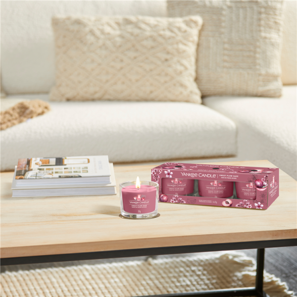 Yankee Candle - Saké de Prune Sucré Votives en Trio ou Unique – Image 2