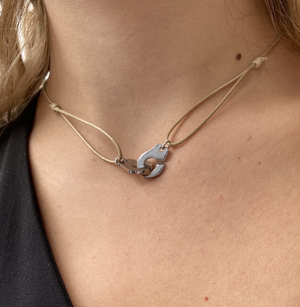 Collier 010 Argenté/Beige - Menottes – Image 4