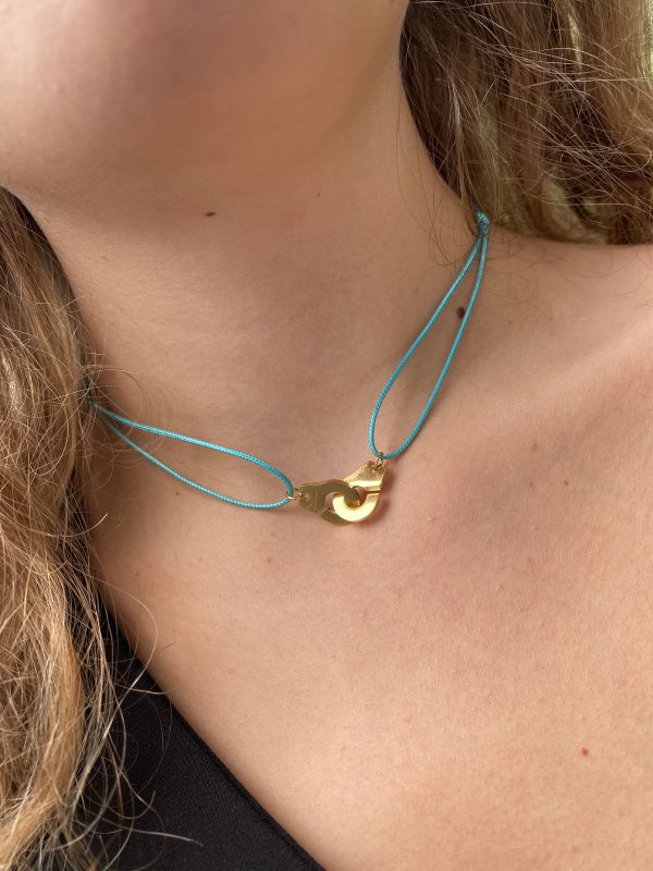 Collier 014 - Doré/Bleu Turquoise – Menottes