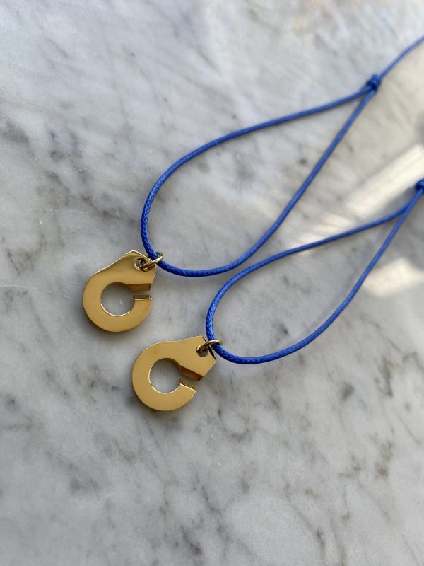 Collier 033 Doré/Bleu Électrique - Menottes