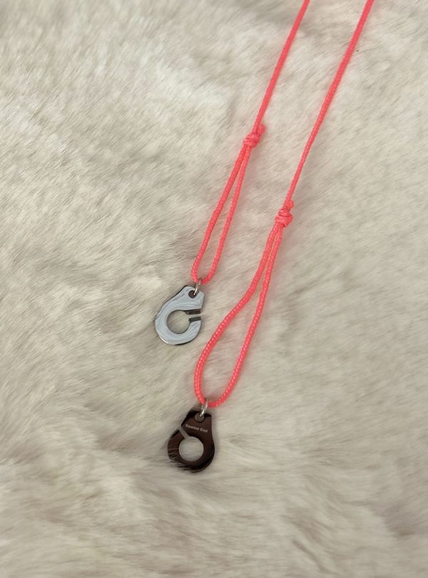 Collier 045 Argenté/Rose Orangé Fluo - Menottes